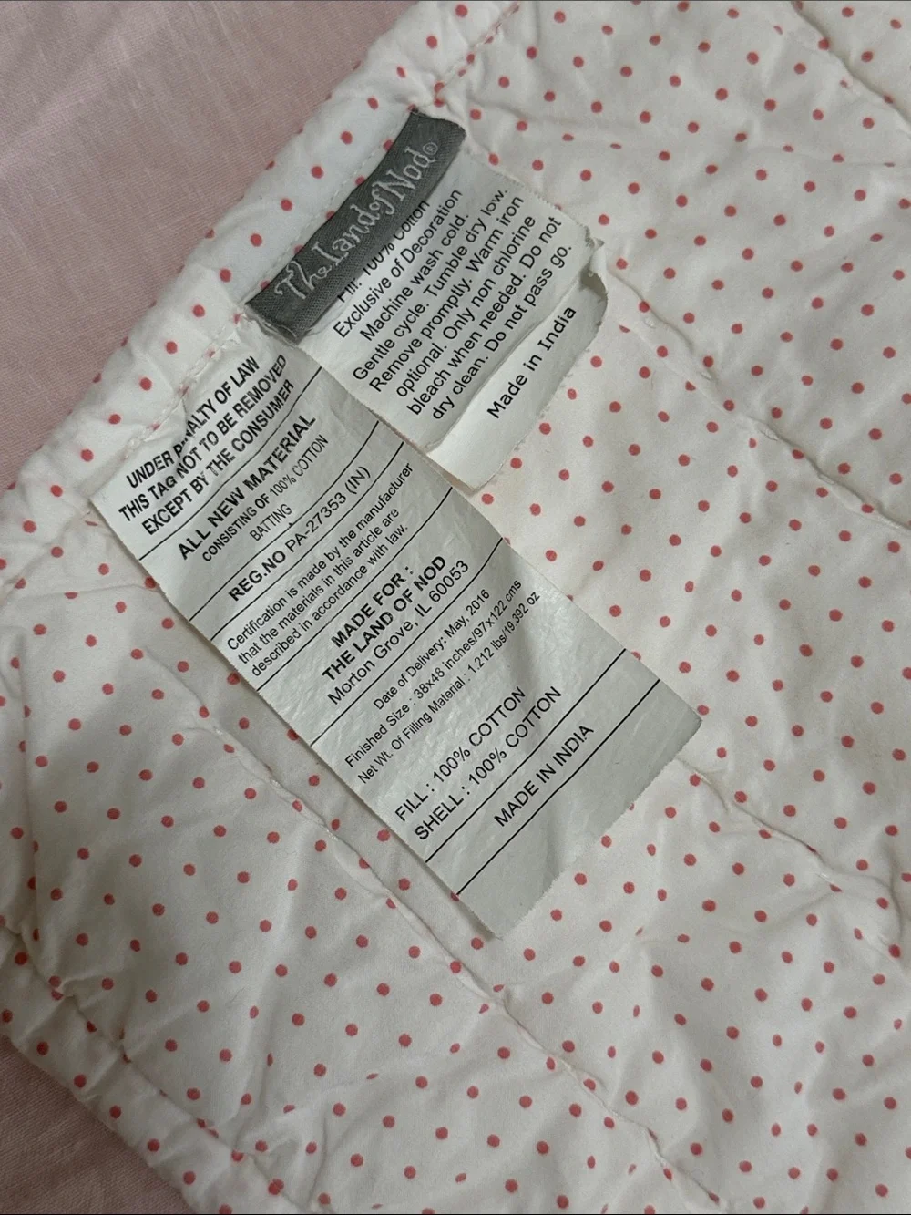 Crate & Barrel Land of Nod cotton cat quilt Crate & Kids